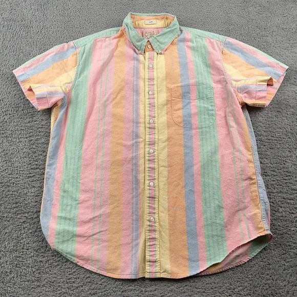 J Crew Shirt Mens Large Colorful Fun Striped Oxford Button Down Slim Fit - Picture 2 of 10